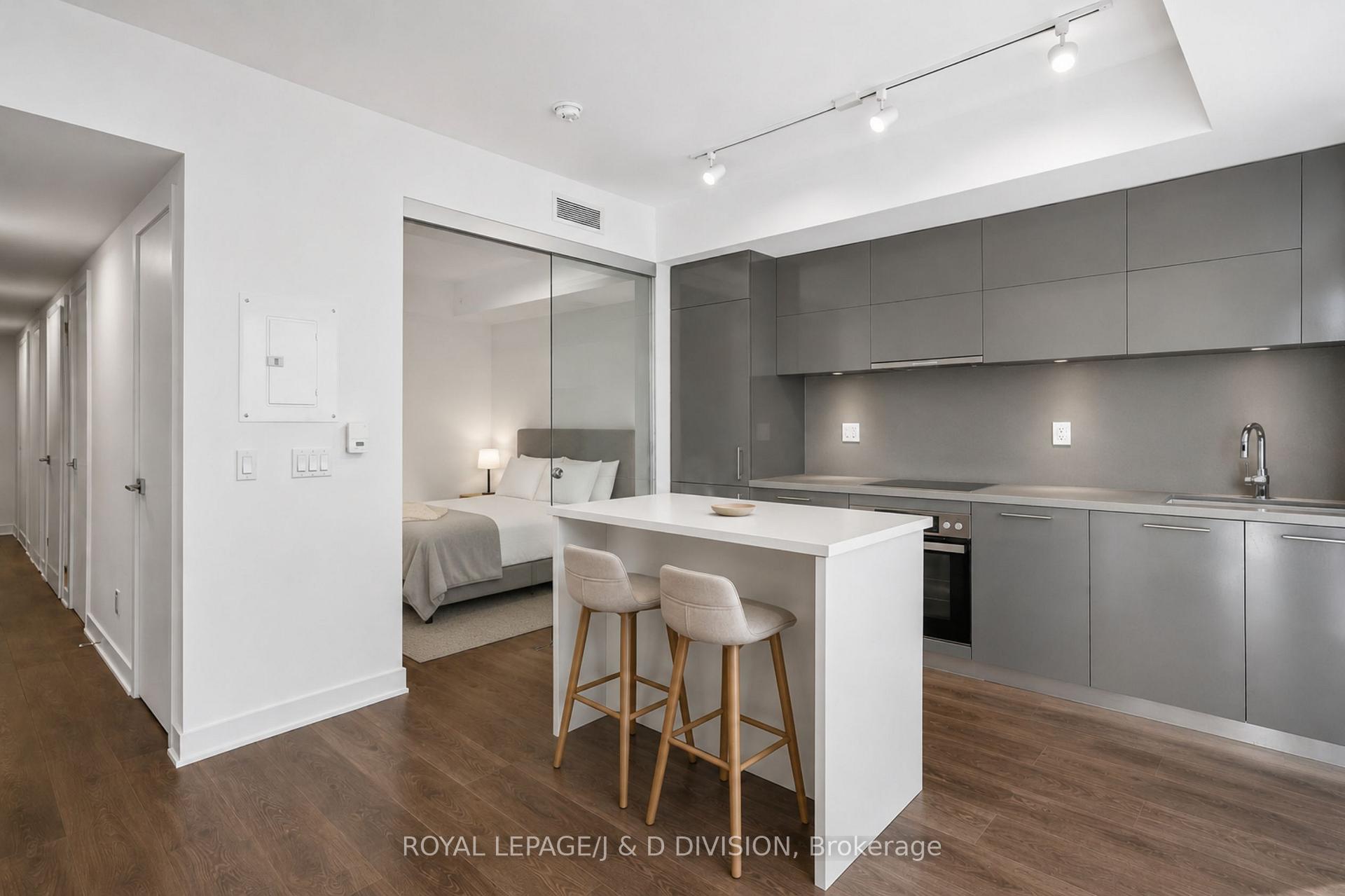 virtually staged with center island and bed