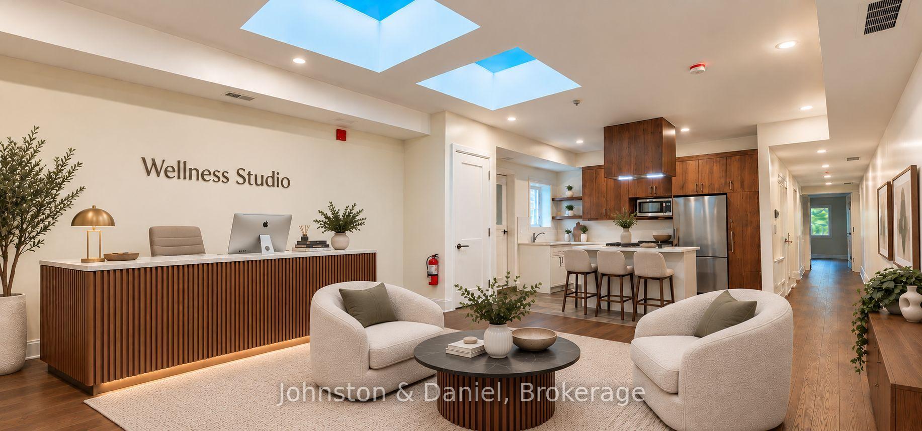 Virtually staged reception area -wellness studio