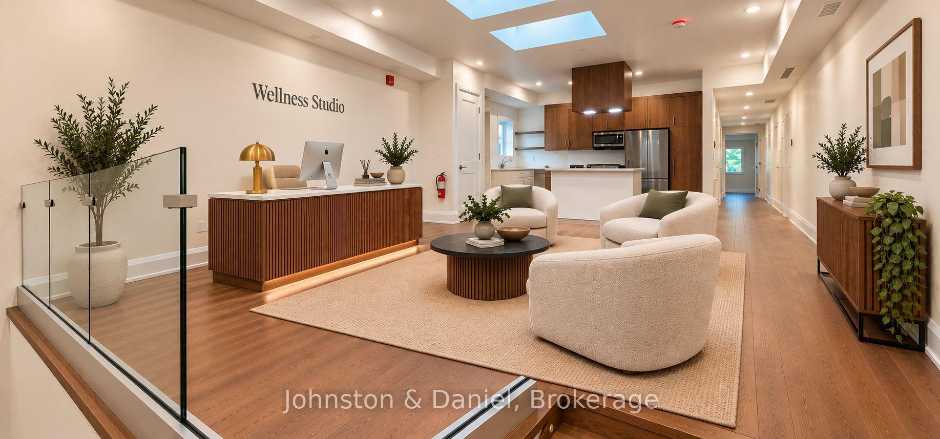 Virtually staged reception area -wellness studio
