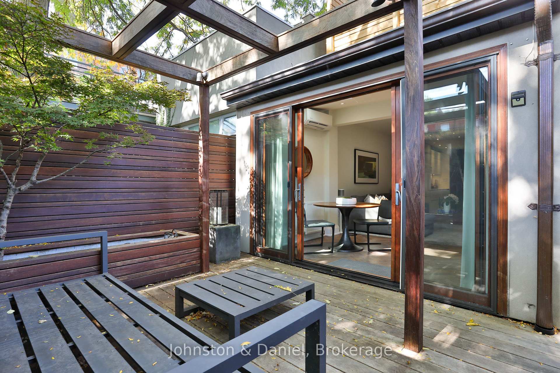 Sliding doors fully open to private garden