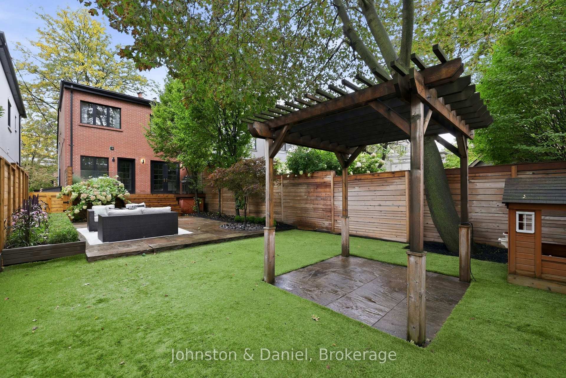 Rear view of backyard