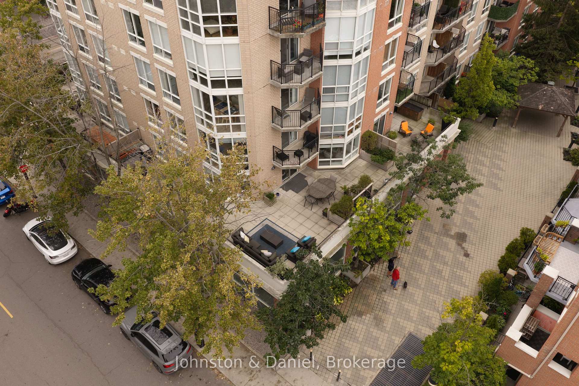 Aerial view of huge corner terrace