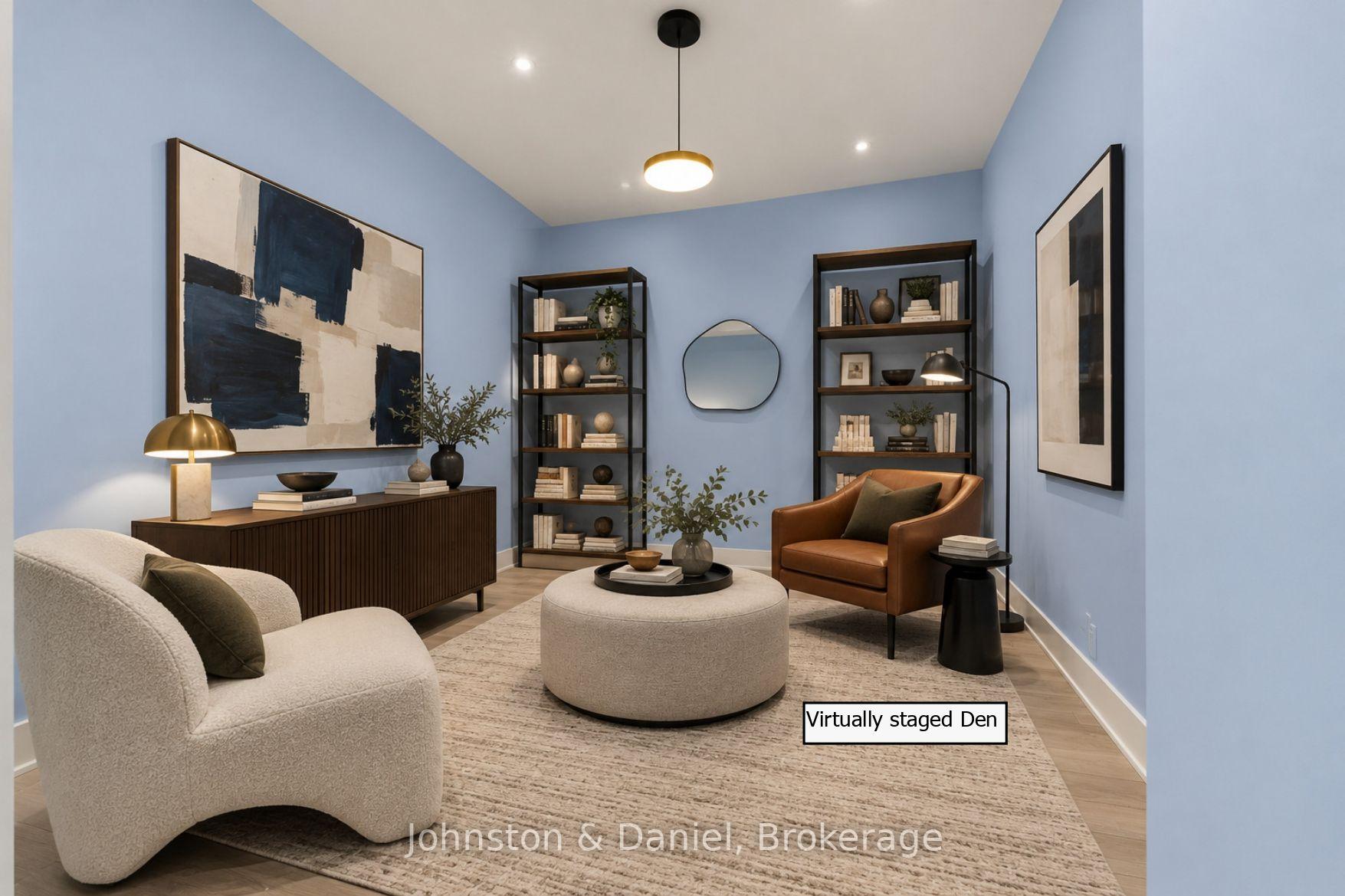 Virtually staged den
