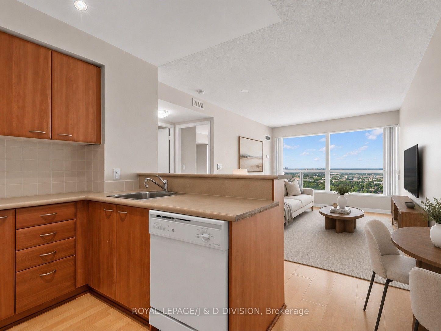 Open concept kitchen(living room virtually staged)