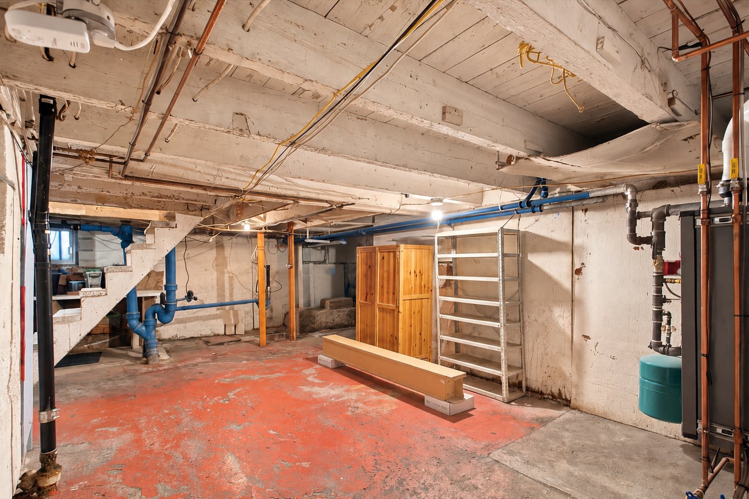 Basement: water heater and plumbing