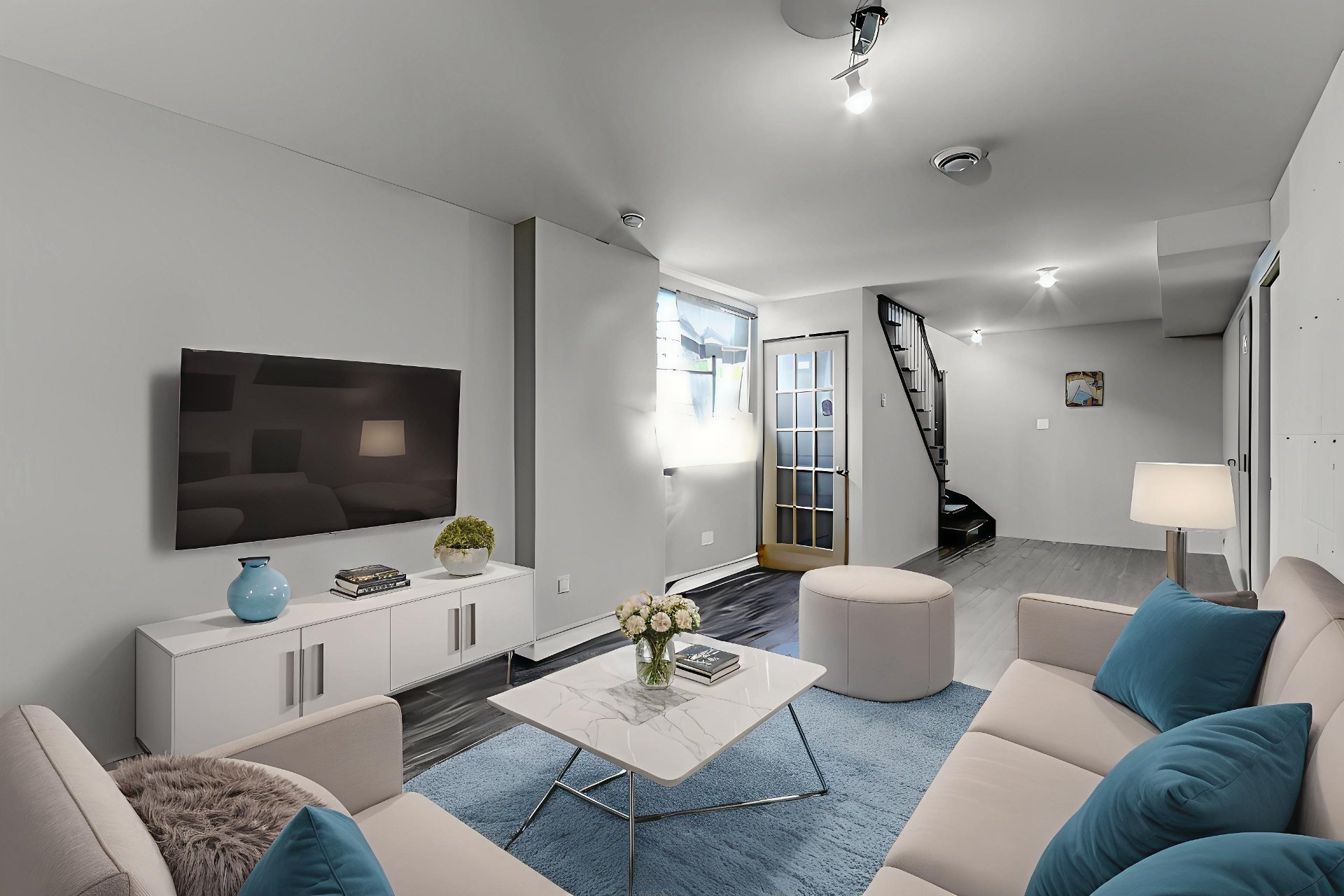 Salle familiale virtuellement meublée