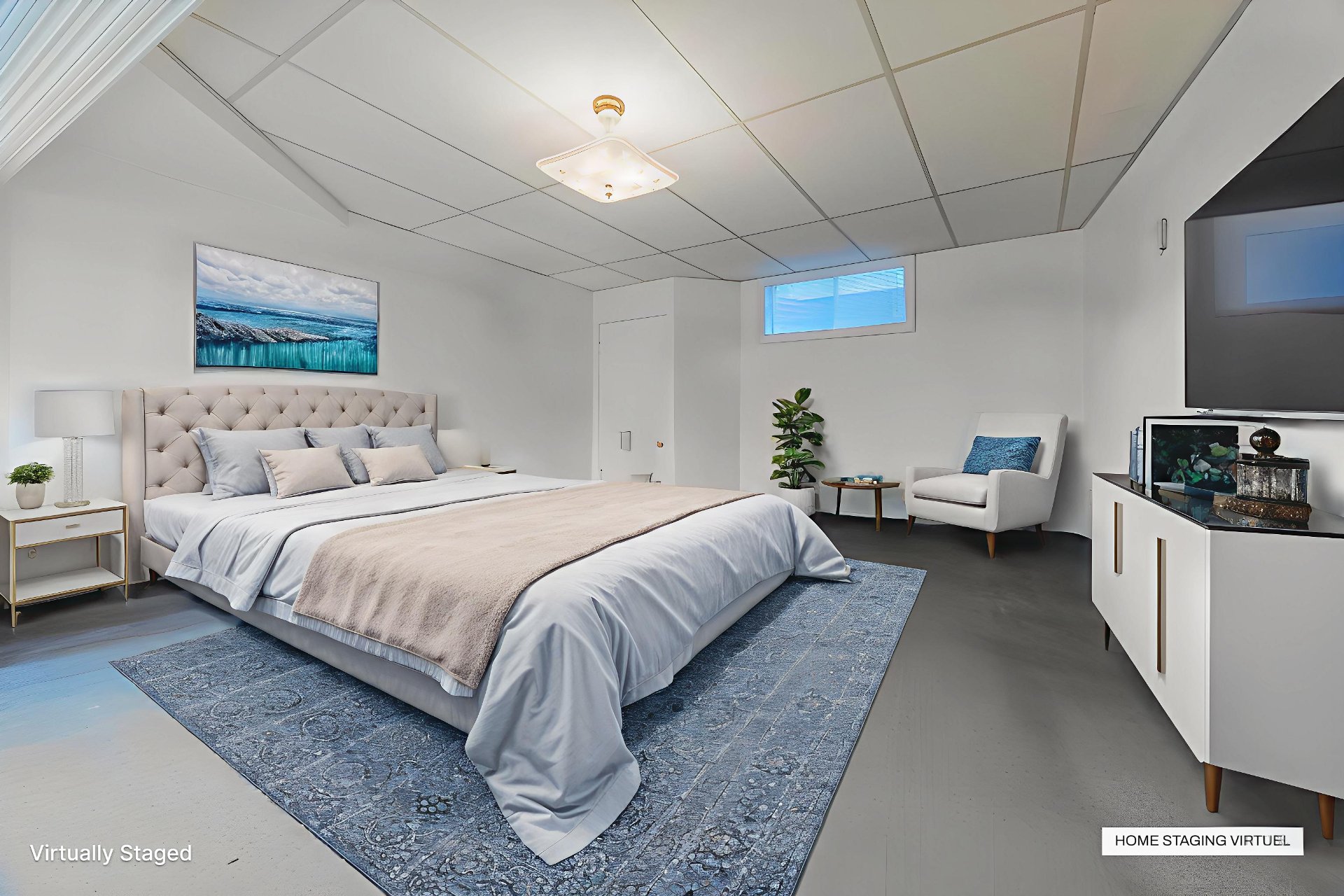 Home staging virtuel  (chambre du sous-sol)