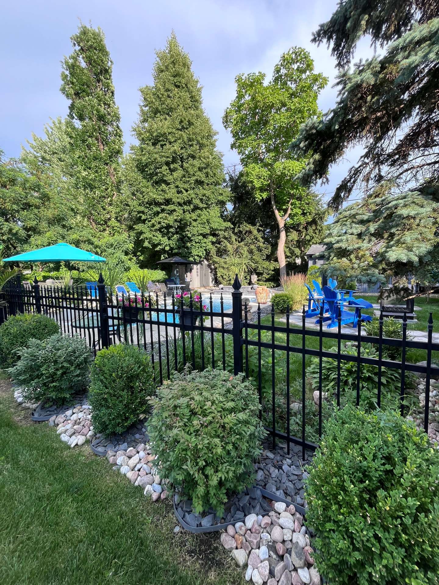 Impeccable landscaping, mature trees