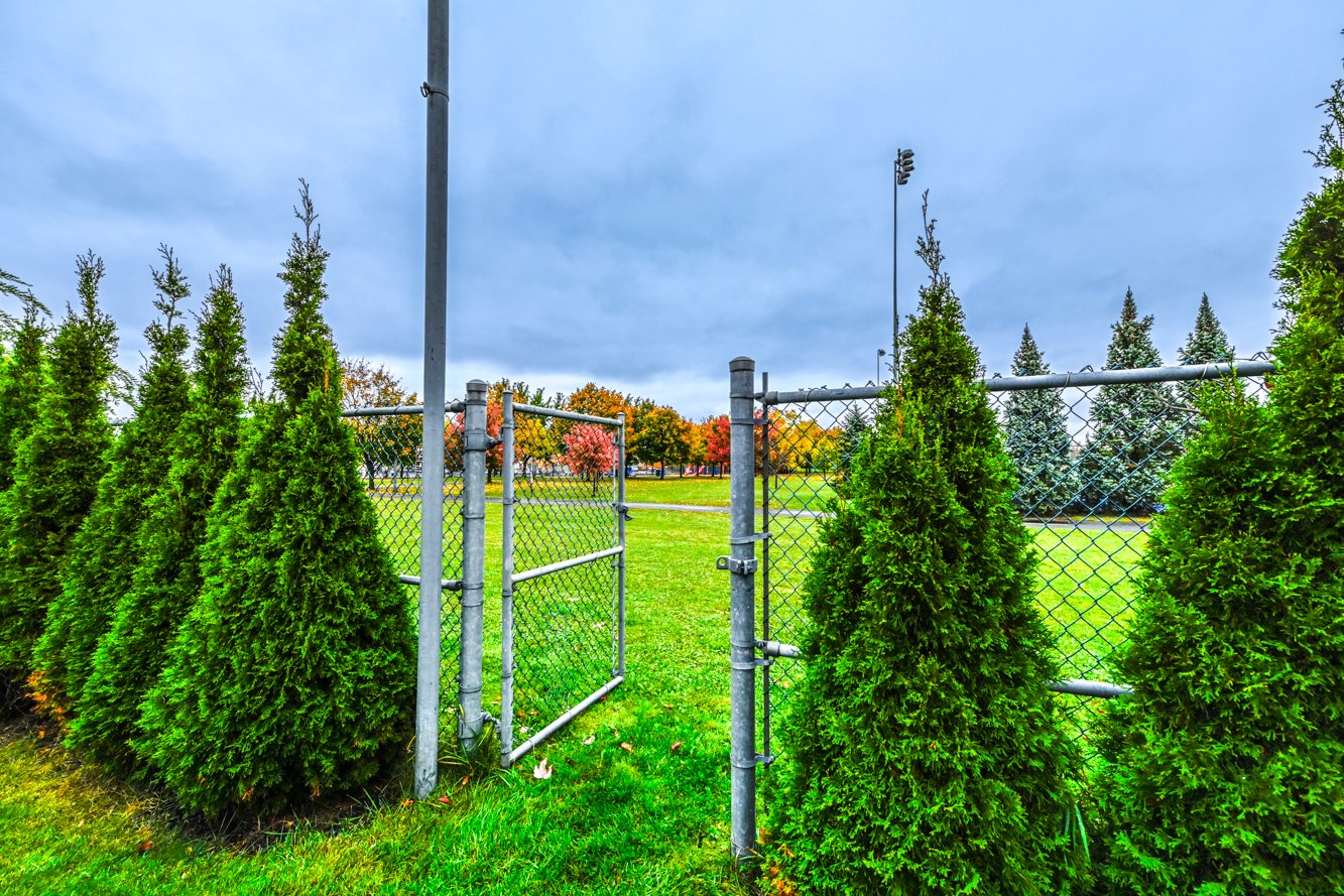 Porte vers le parc à l'arrière