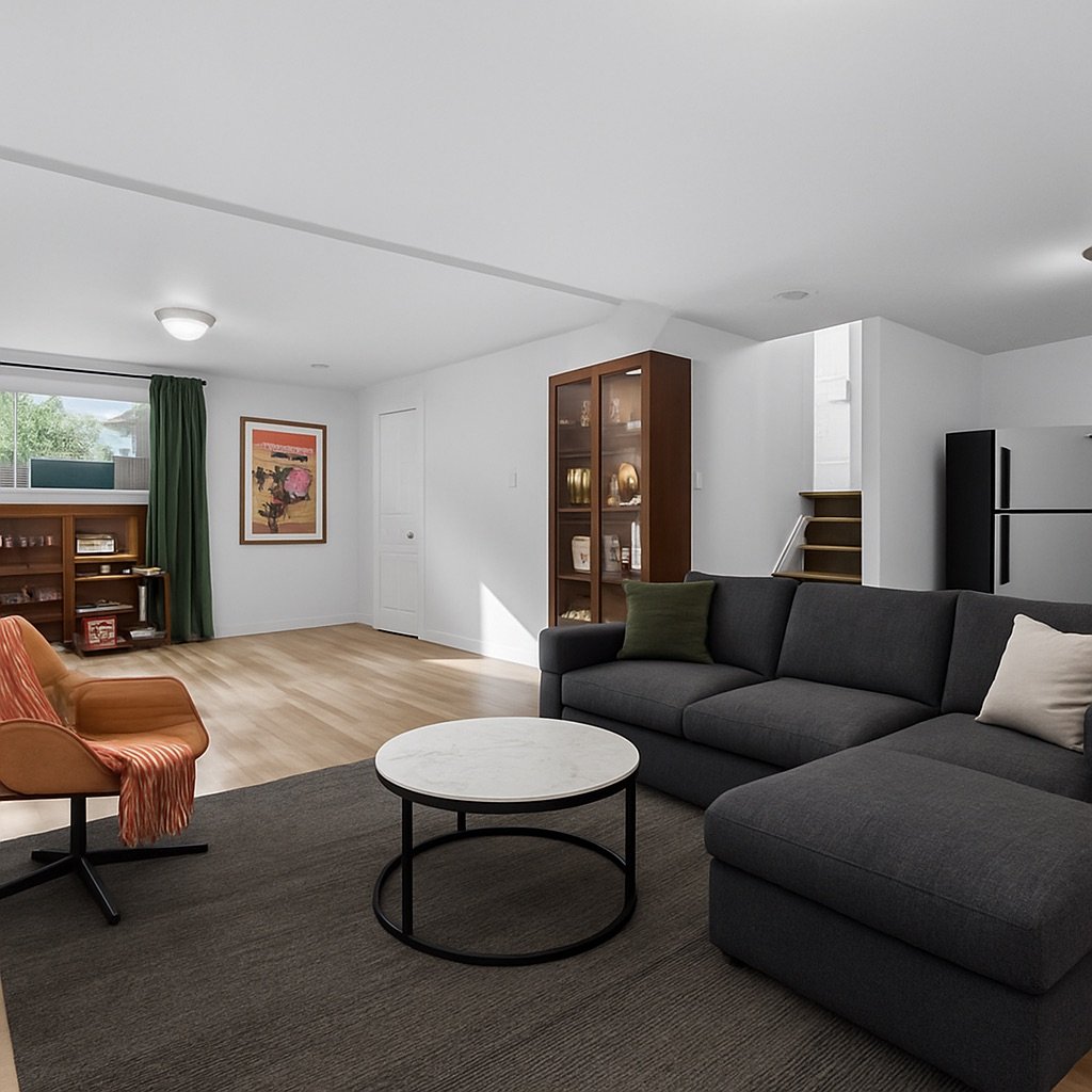 Sous-sol décoré avec IA, idée d'aménagement 2