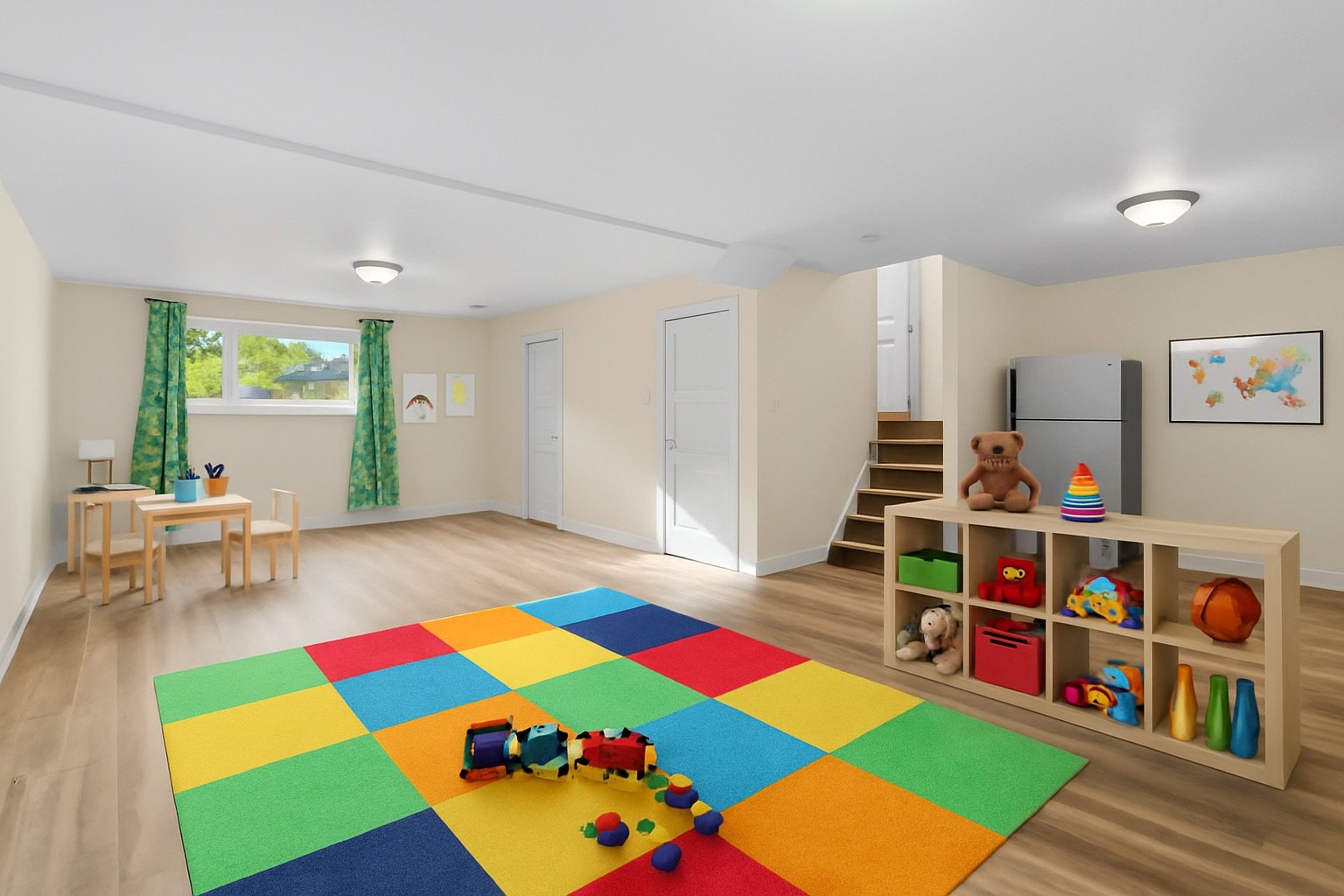 Sous-sol décoré avec IA, idée d'aménagement 1