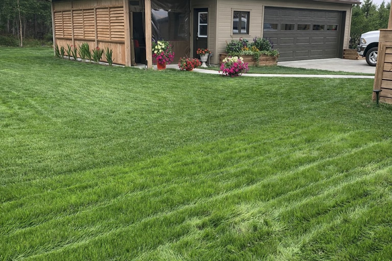 Pelouse impeccablement entretenue