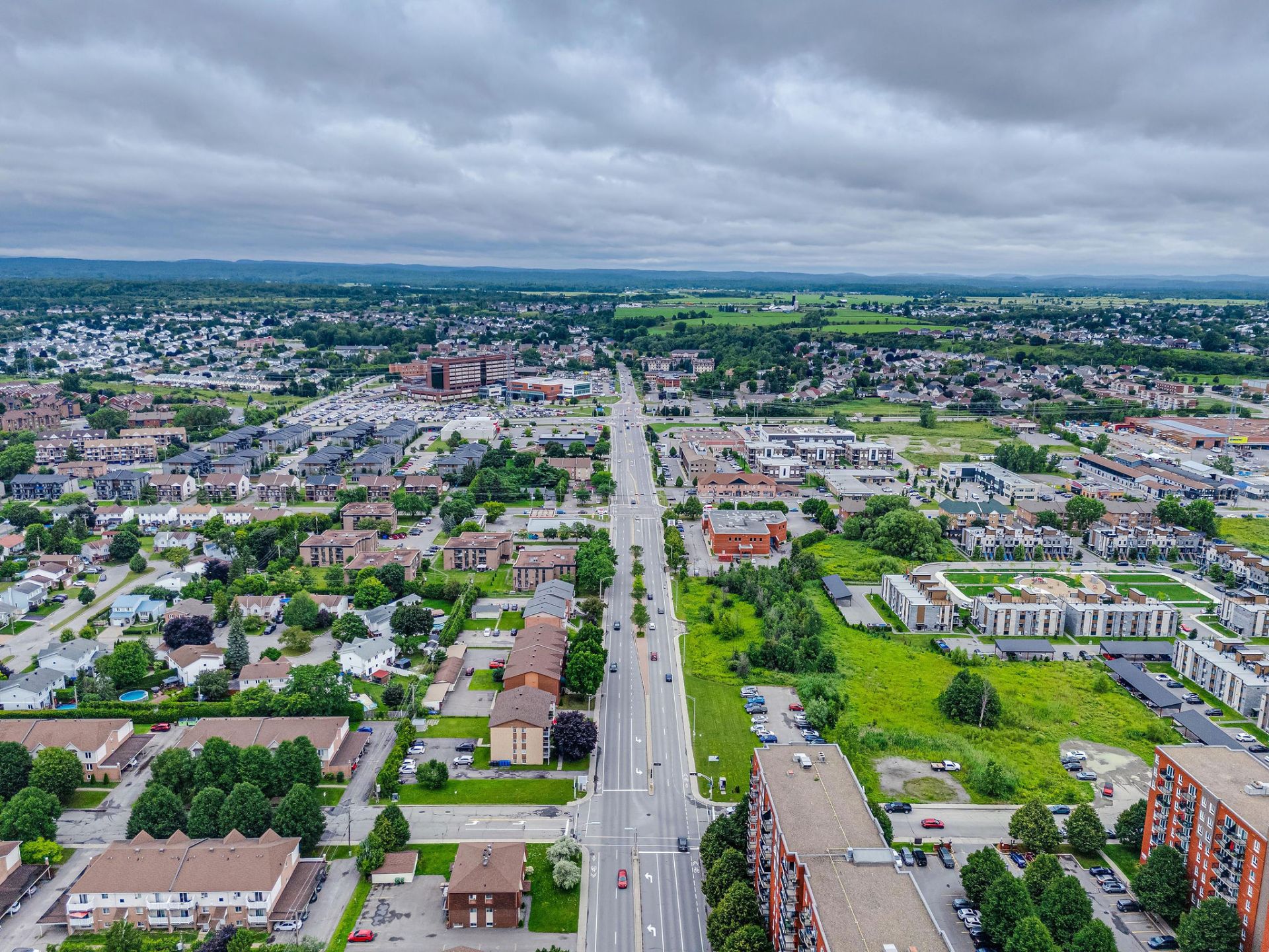 Vue aérienne du quartier et des environs