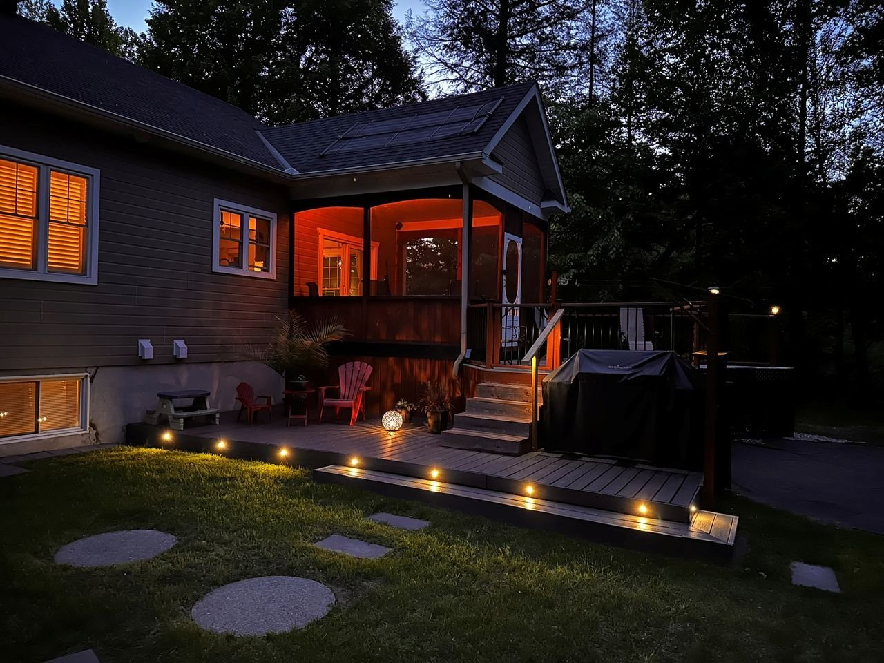 Night picture of the patio and veranda