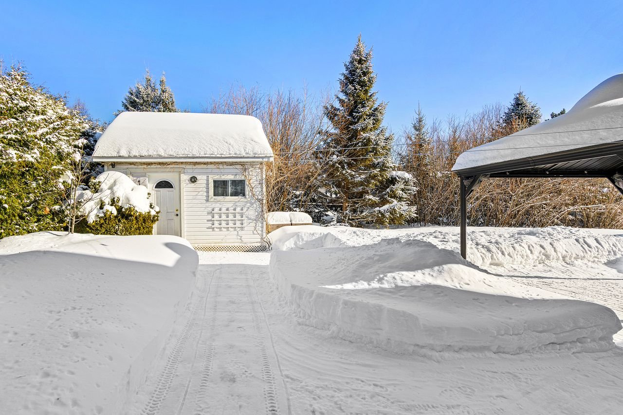 Remise et terrasse arrière avec patio