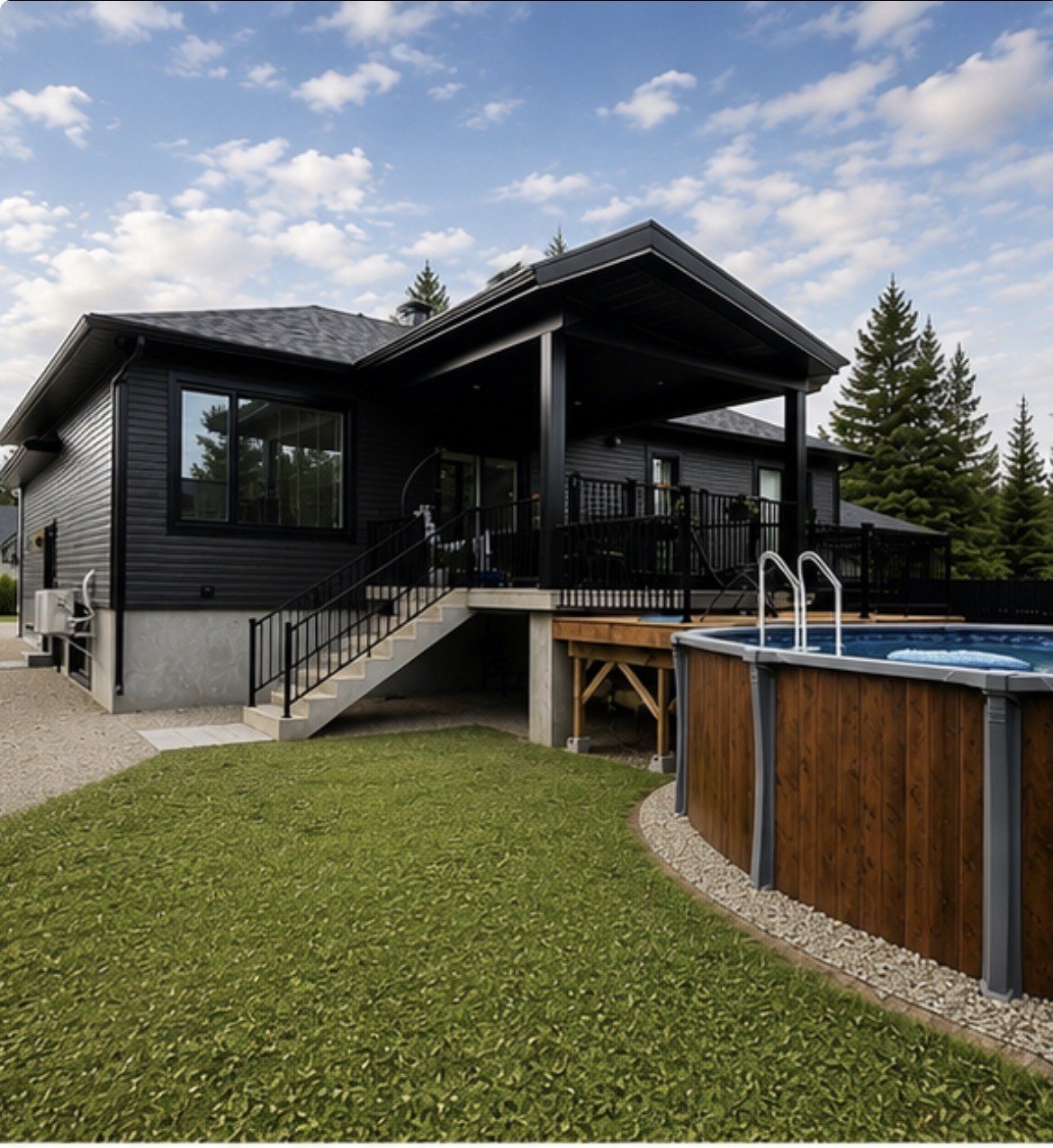 Face arrière/ patio et piscine