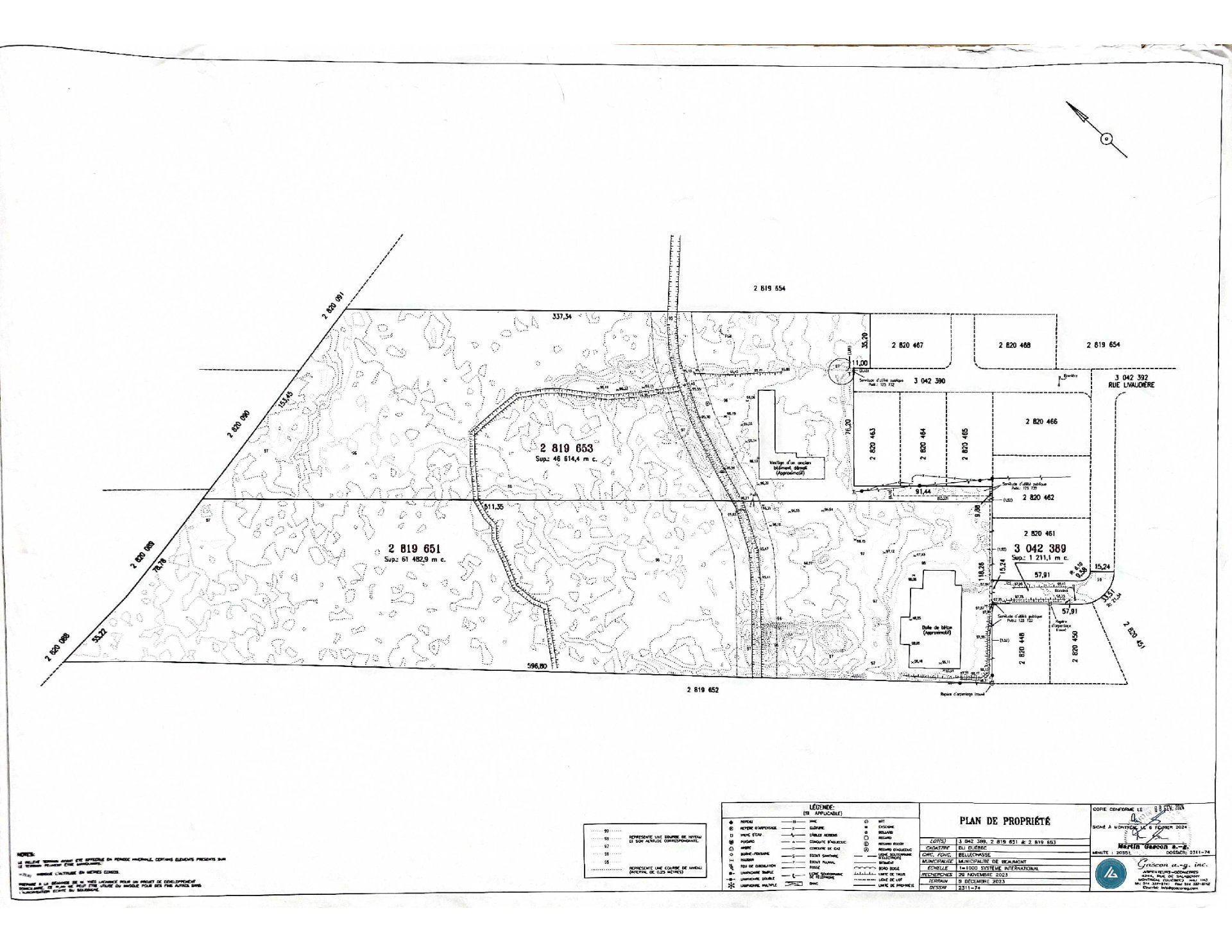 Plan des niveaux de terrain