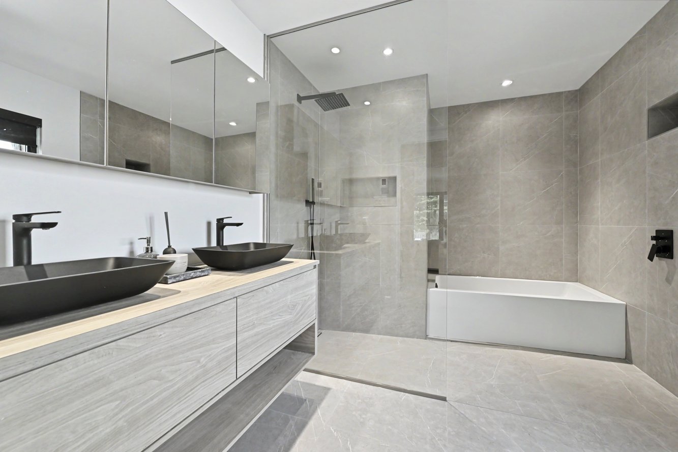Douche italienne, bain et chute à linge