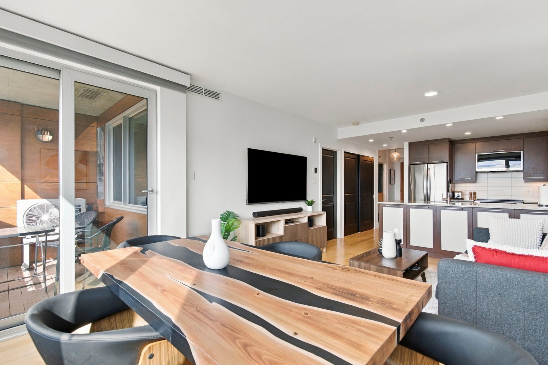 Dining room and open living area