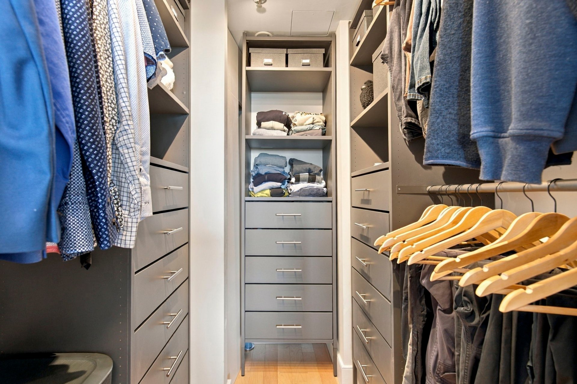 Walk-in closet with custom storage