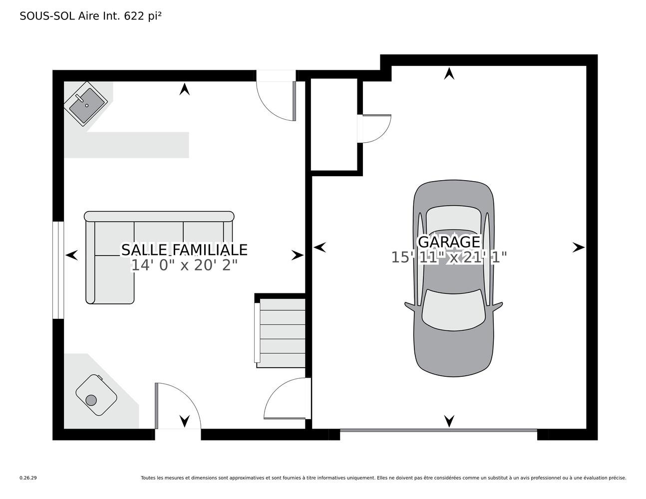 Plan d'étage(2575 s.sol/garage)Dimensions:laser 2D