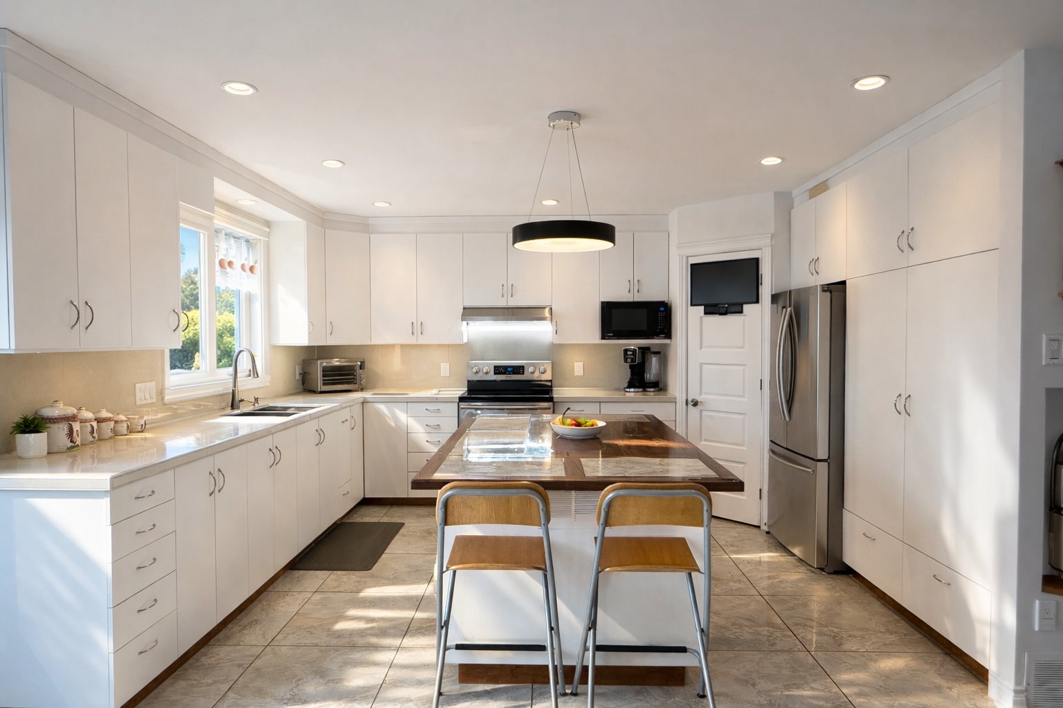Spacious kitchen with pantry offering abundant sto