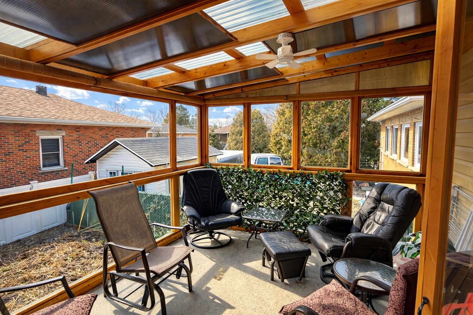 Bright sunroom to fully enjoy the outdoors year-ro