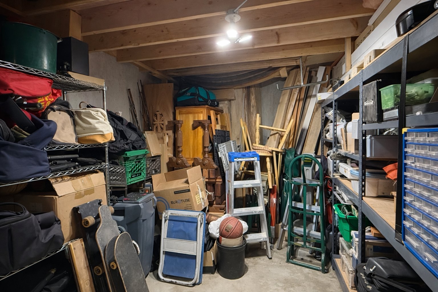 Chambre froide et espace de rangement additionnel.