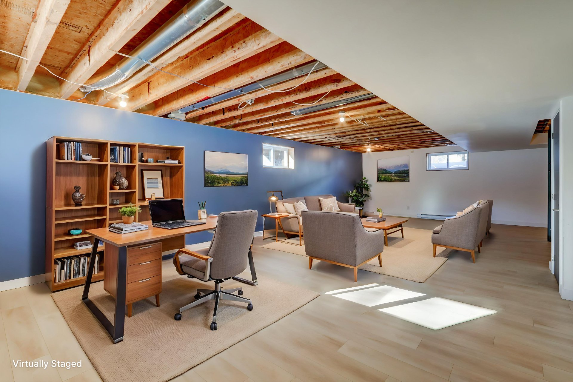 Salle familiale virtuellement meublée