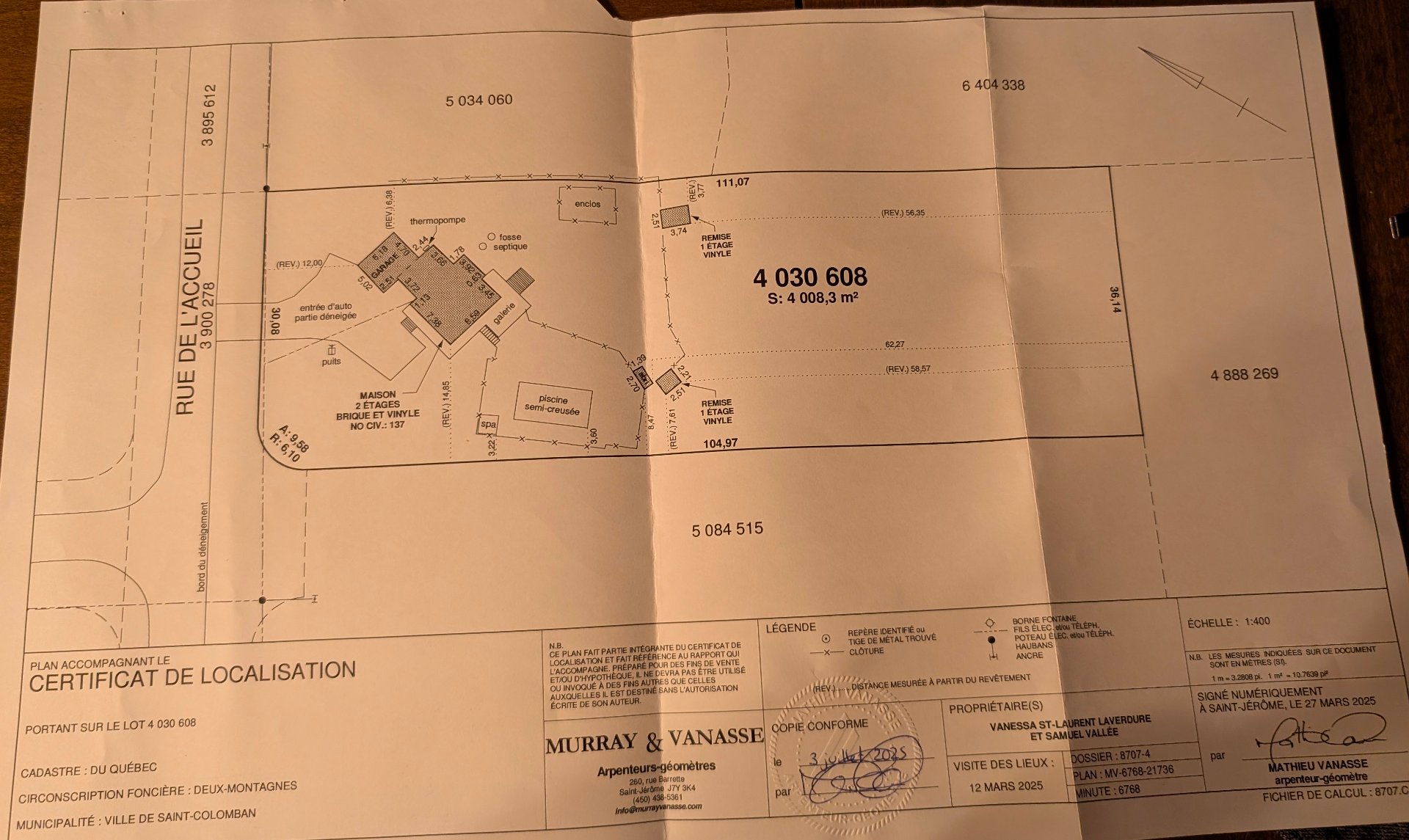 Certificat de localisation
