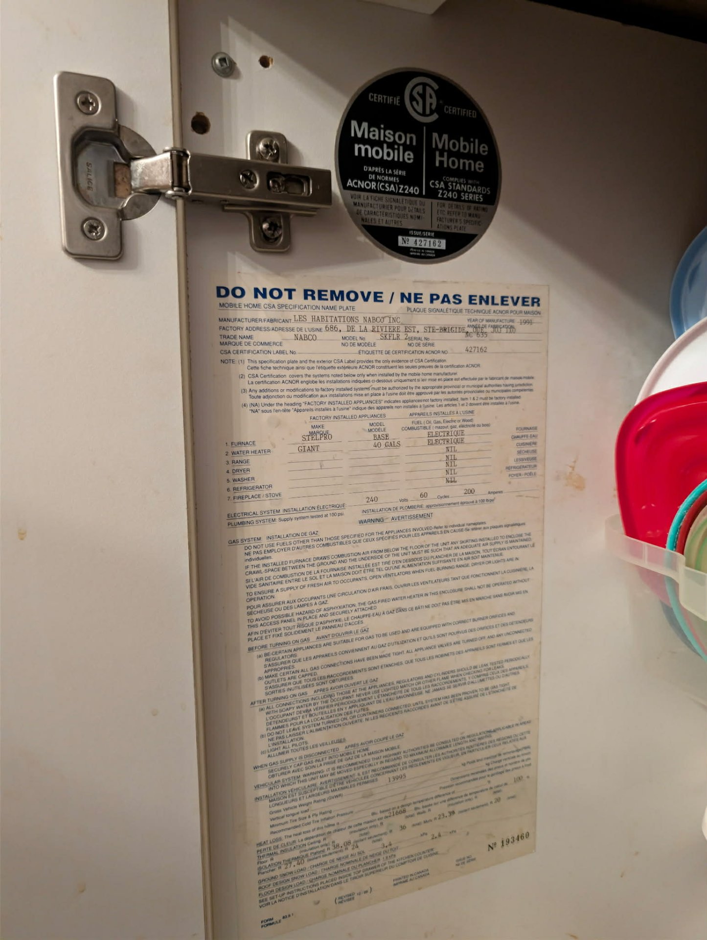 Coordonnées de la maison mobile