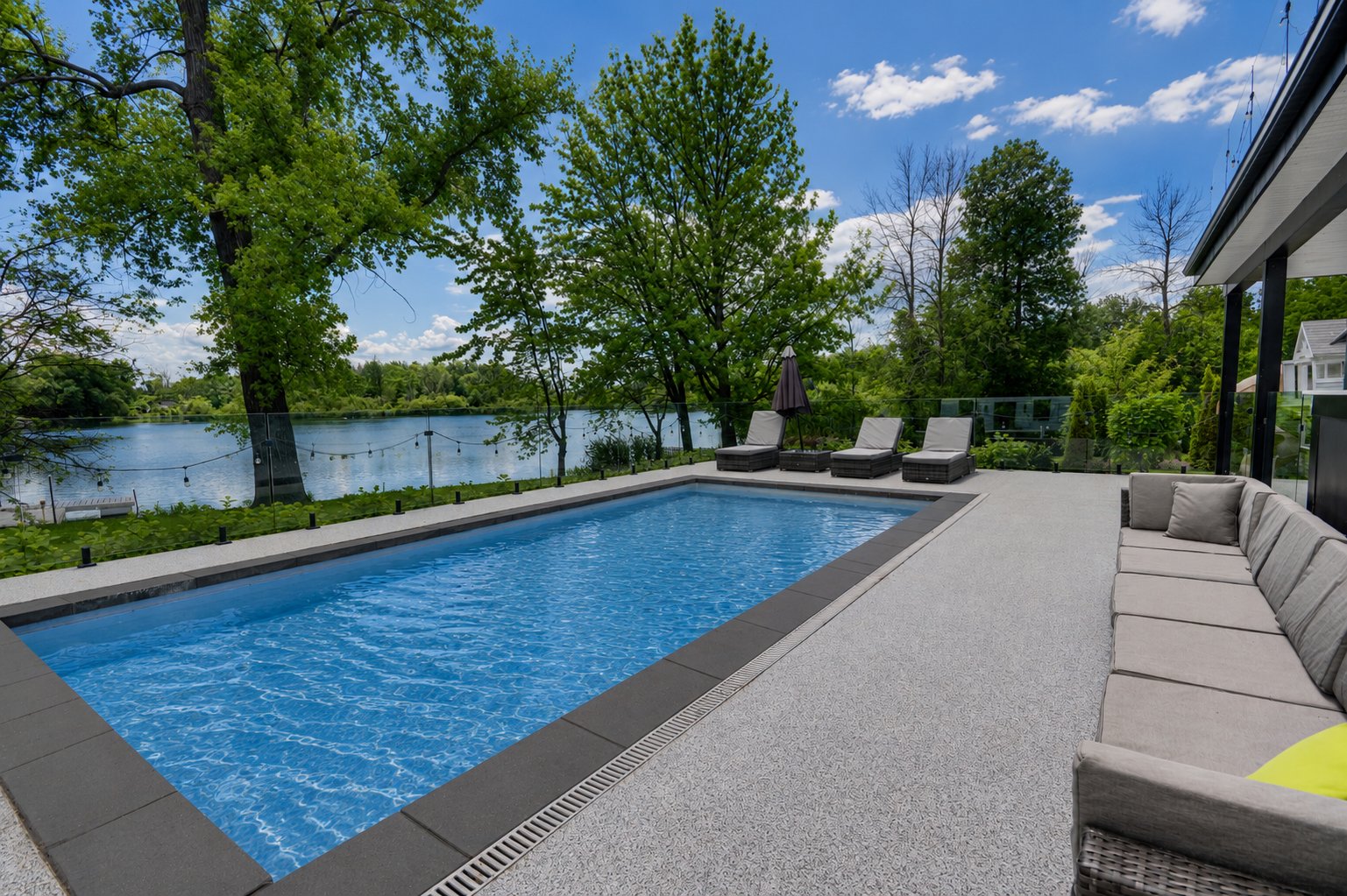 With waterfront views