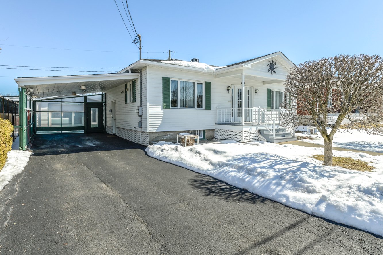 Allée asphaltée et abri d'auto
