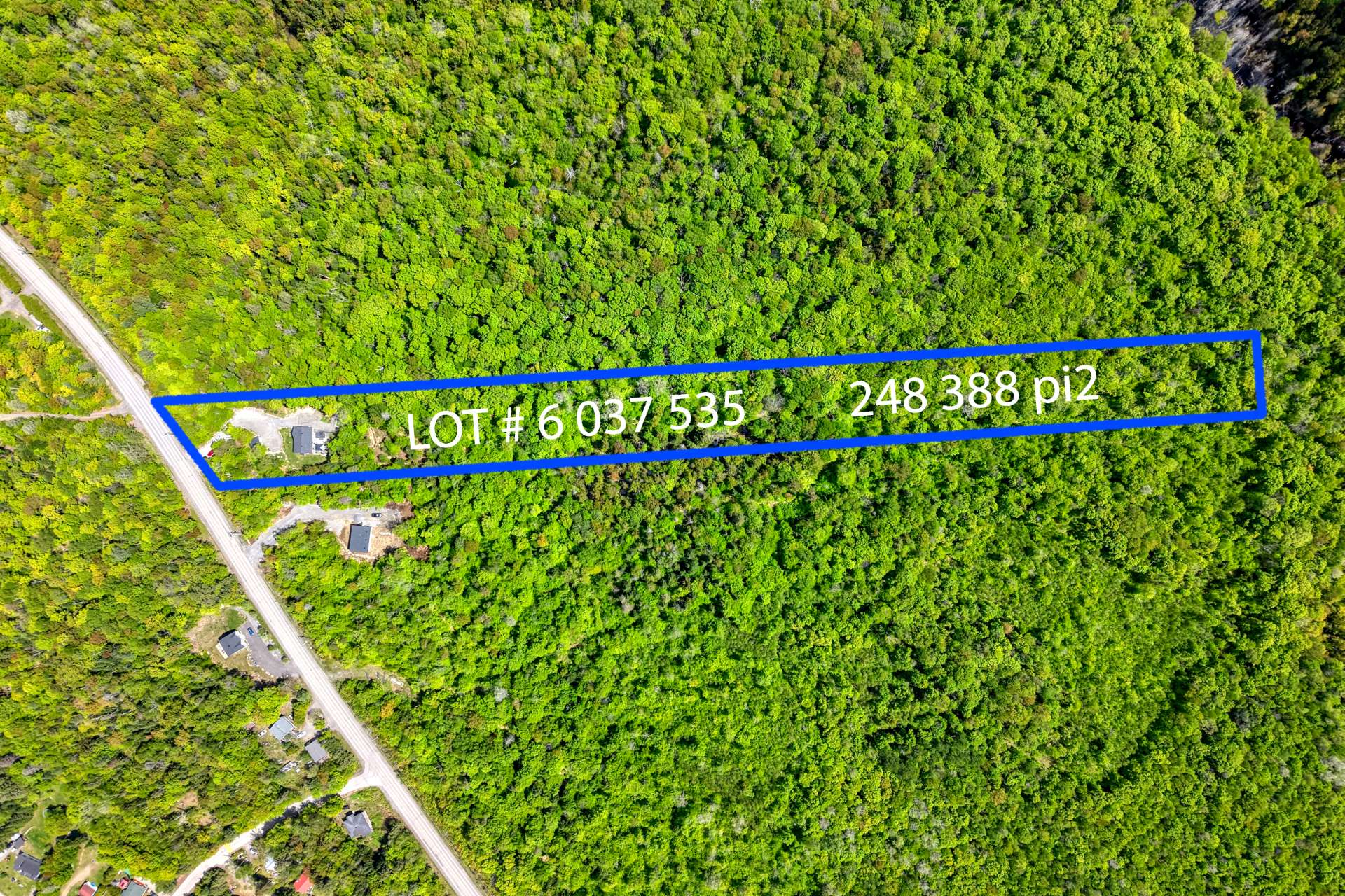Wooded lot, area 248,388 sq ft (5.7 acres)