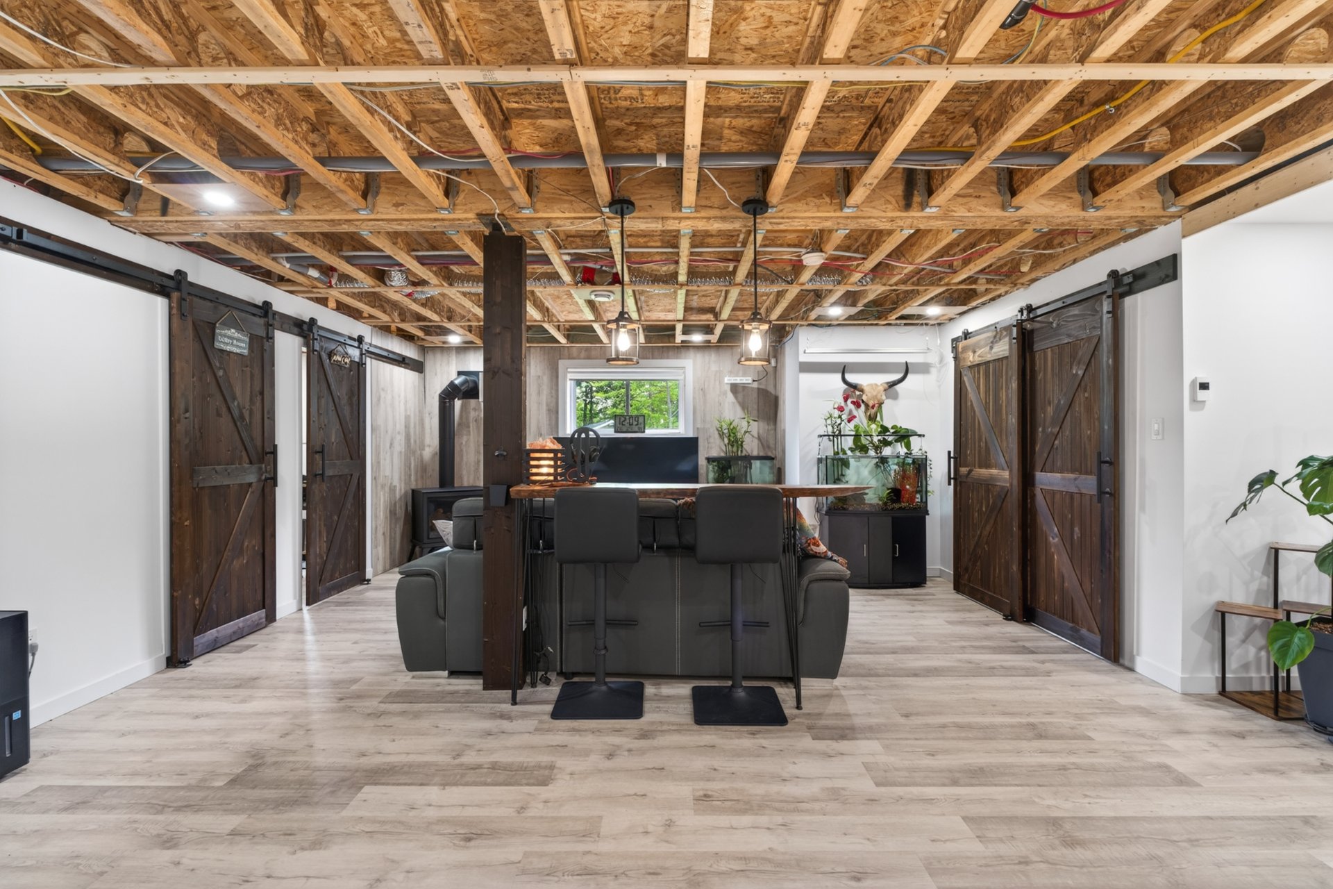Industrial style with exposed ceiling structure