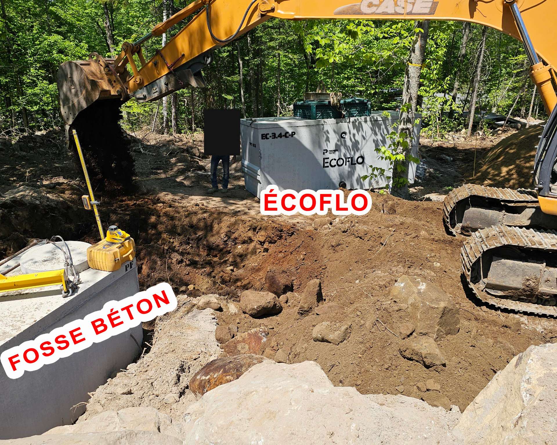 Système secondaire Ecoflo et fosse béton