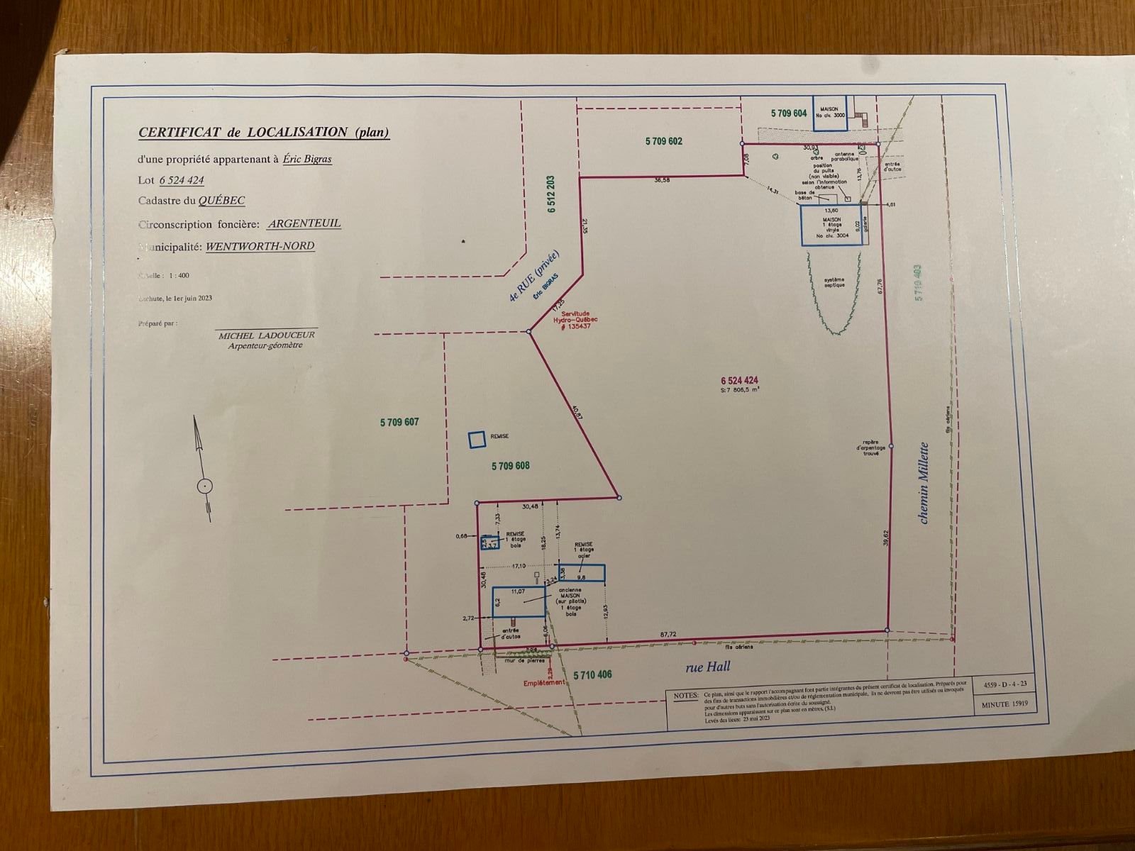 Plan du certificat de localisation