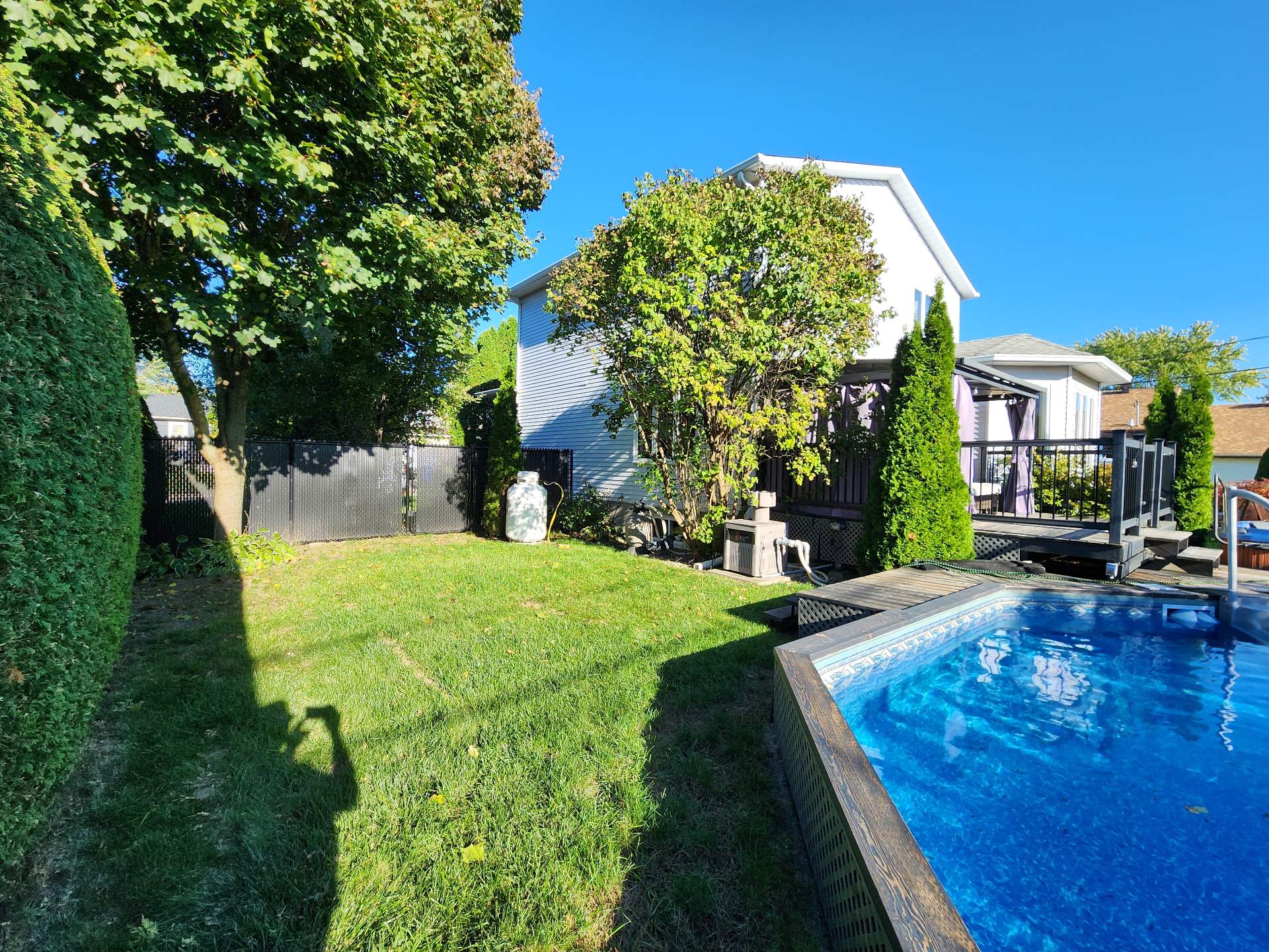 Cour en été avec piscine