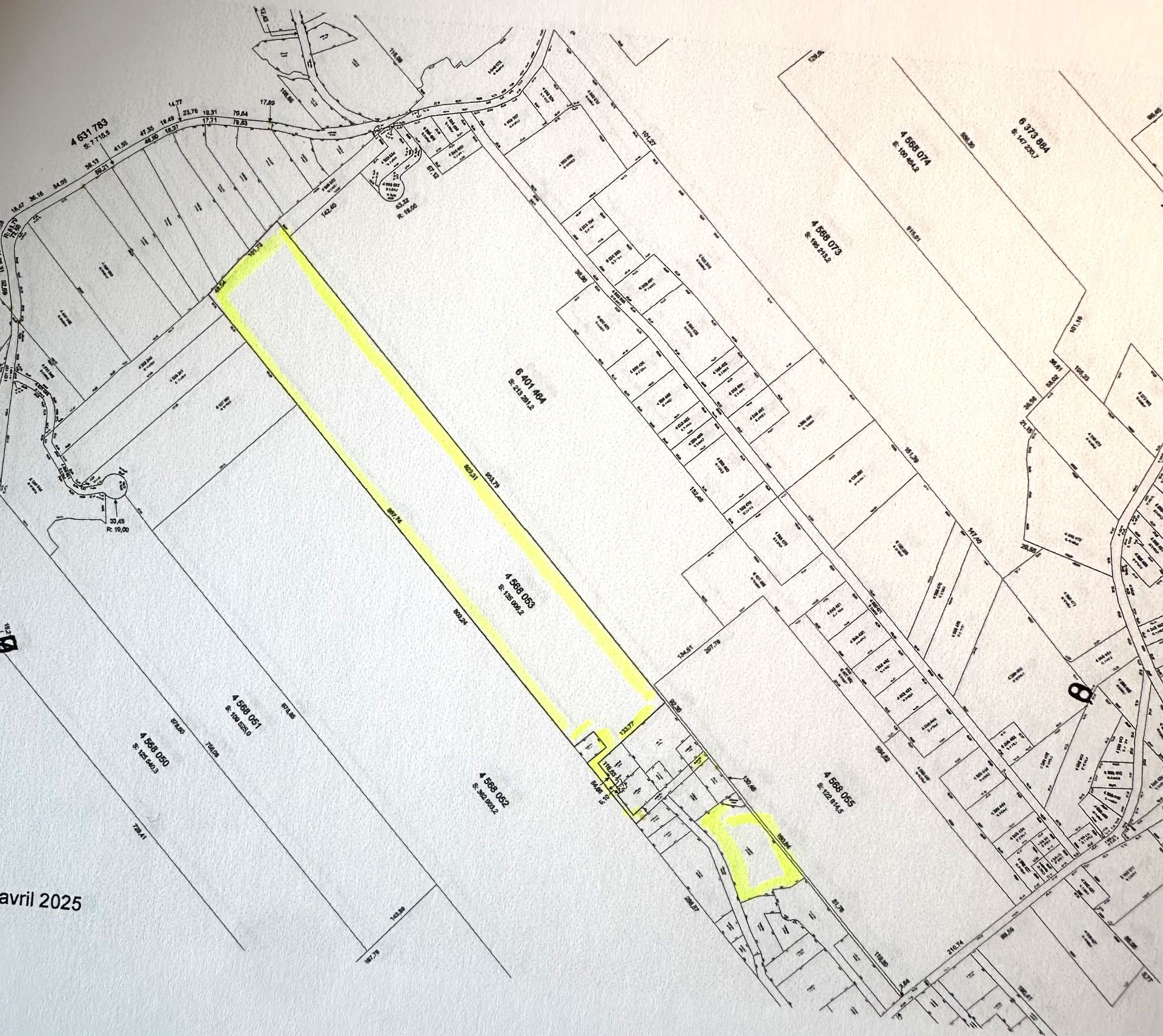 Plan des trois lots inclus dans la vente